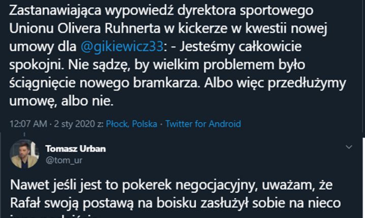 ZASKAKUJĄCE słowa dyrektora Unionu nt. nowej umowy dla Gikiewicza!
